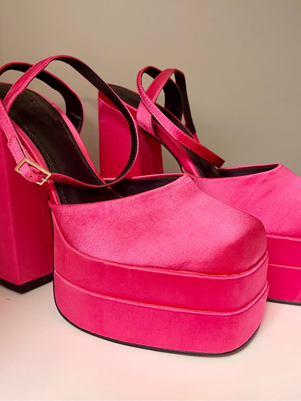 ASOS Platform Mary Jane Heels in Hot Pink